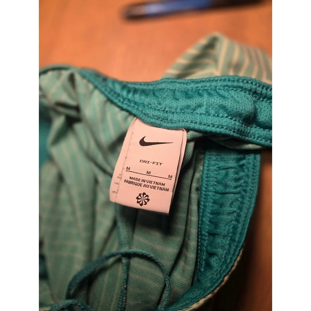 Nike Dri-FIT Teal Geometric Grid Athletic Running Shorts Mens Medium